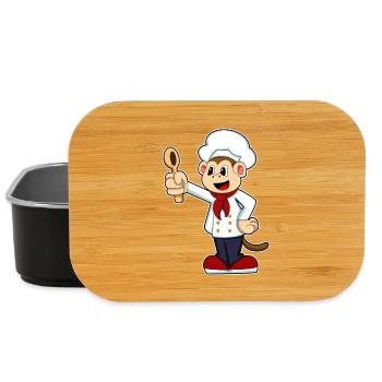 Affe Koch Kochlöffel Kochen - Lunch Box - Schwarz - Vorne