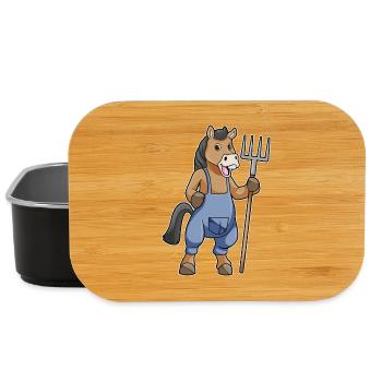 Pferd Landwirt Mistgabel Bauernhof - Lunch Box - Schwarz - Vorne
