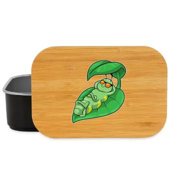 Caterpillar with leaf as parasol - Lunch Box - black - Front