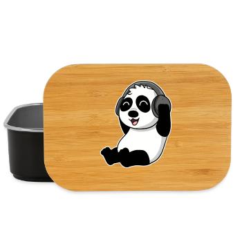 Bébé Panda animal écoute de la musique avec des écouteurs - Boîte à goûter - noir - Devant