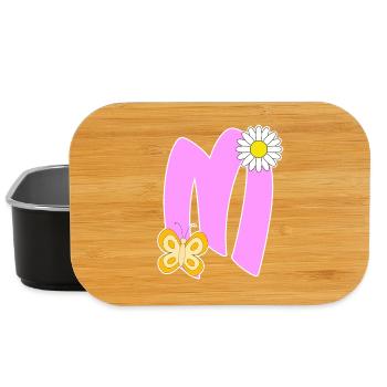 Lettre M avec papillon - Boîte à goûter - noir - Devant