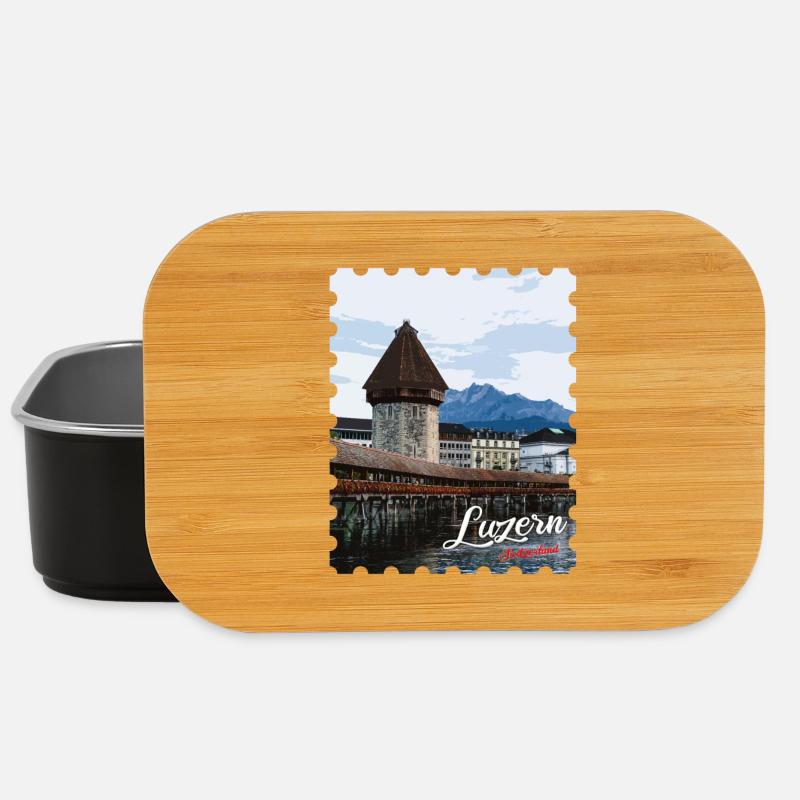 Luzern Kapellbrücke Panorama - Lunch Box - Schwarz
