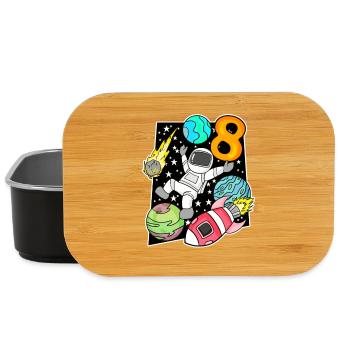 8th birthday astronaut boys children's birthday - Lunch Box - black - Front