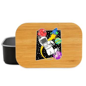 Astronaute dans l’espace avec fusée - Boîte à goûter - noir - Devant