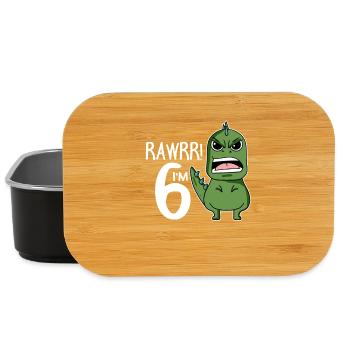 6th birthday - 6 years old - I am 6 - Lunch Box - black - Front