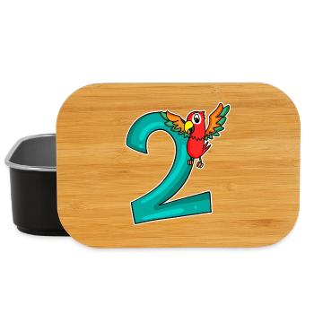 2. Geburtstag - 2 Jahre alt - Papagei Motiv - Lunch Box - Schwarz - Vorne