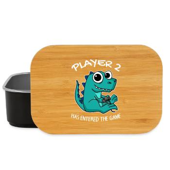 Zweites Baby Spieler 2 Baby Dinosaurier Schwanger - Lunch Box - Schwarz - Vorne