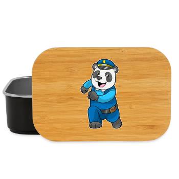 Panda Polizist Polizeimütze Polizei - Lunch Box - Schwarz - Vorne