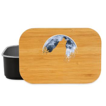 Wolf heult Mond an - Wolfs Silhouette - Lunch Box - Schwarz - Vorne