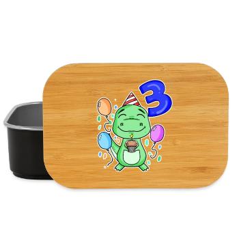 3 years old - Dinosaurs - 3rd birthday gift - Lunch Box - black - Front