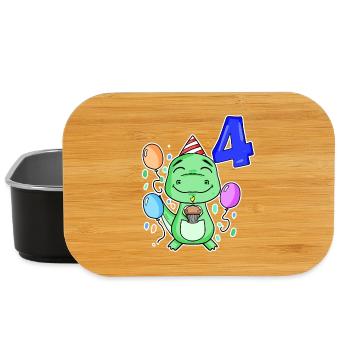 4 years old - Dinosaurs - 4th birthday gift - Lunch Box - black - Front