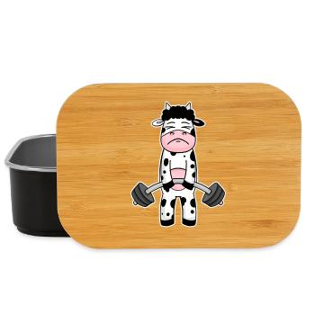 Bodybuilder Cow Fitness Motivation Cadeau - Boîte à goûter - noir - Devant