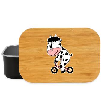 Kuh auf Fahrrad - Lunch Box - Schwarz - Vorne