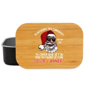 Tu Attends tes Cadeaux? Humour Père Noël - Boîte à goûter - noir - Devant