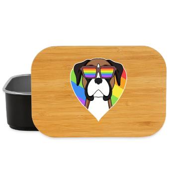 Boxer Hund Regenbogen Herz - Lunch Box - Schwarz - Vorne
