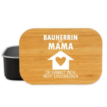 Bauherrin Mama Hausbau Baustelle Richtfest - Lunch Box - Schwarz - Vorne