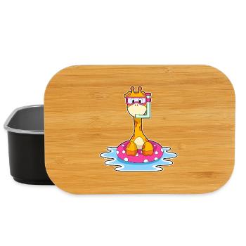 Giraffe Swimming Swim Ring Summer - Lunch Box - black - Front