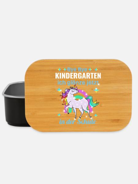Bye Bye Kindergarten Glitzer Einhorn Einschulung - Lunch Box - Schwarz