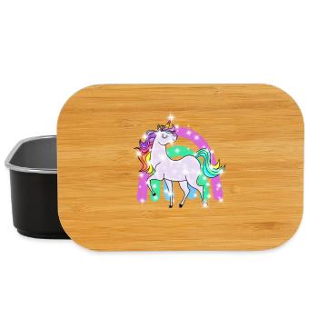funkelndes Einhorn mit Regenbogen - Lunch Box - Schwarz - Vorne