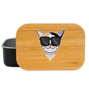 Japanese Bobtail Katze mit Sonnenbrille - Lunch Box - Schwarz - Vorne
