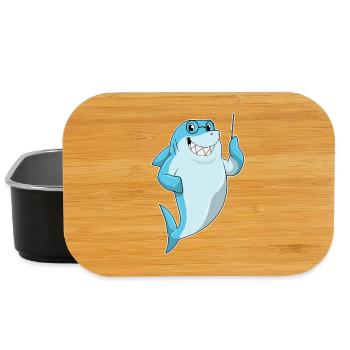 École du professeur de requin pointant des bâtons - Boîte à goûter - noir - Devant