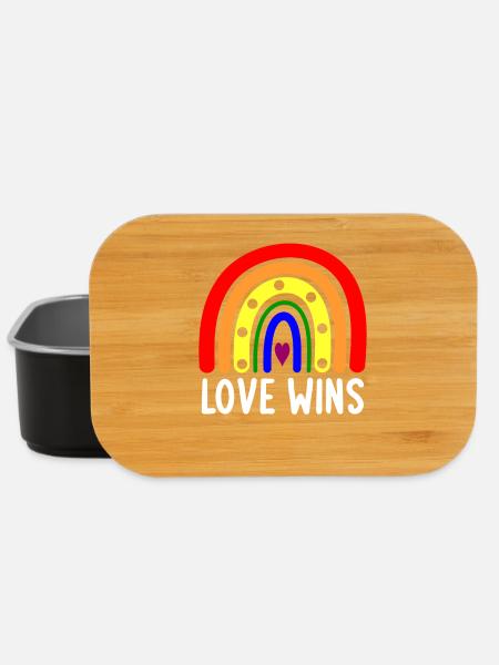 L’amour gagne Boho Rainbow Peace Sign Pride Lesbian Ga - Boîte à goûter - noir
