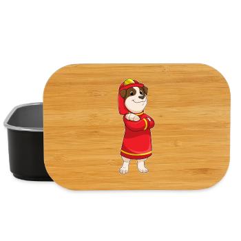 Dog Firefighter Fire Helmet Fire Brigade - Lunch Box - black - Front