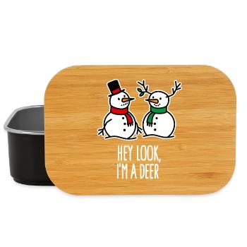 Drôle de Noël Bonhomme de neige Dessin animé Cerf Cerf - Boîte à goûter - noir - Devant