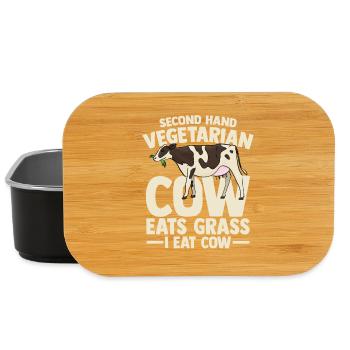 second hand vegetarian cow eats grass i eat cow - Lunch Box - Schwarz - Vorne