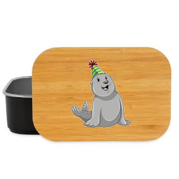 Seal Birthday Party Hat - Lunch Box - black - Front