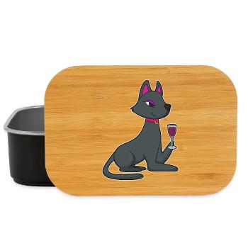 Cat Red Wine - Lunch Box - black - Front