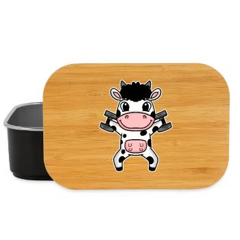 Bodybuilder Vache Fitness Motivation Cadeau - Boîte à goûter - noir - Devant