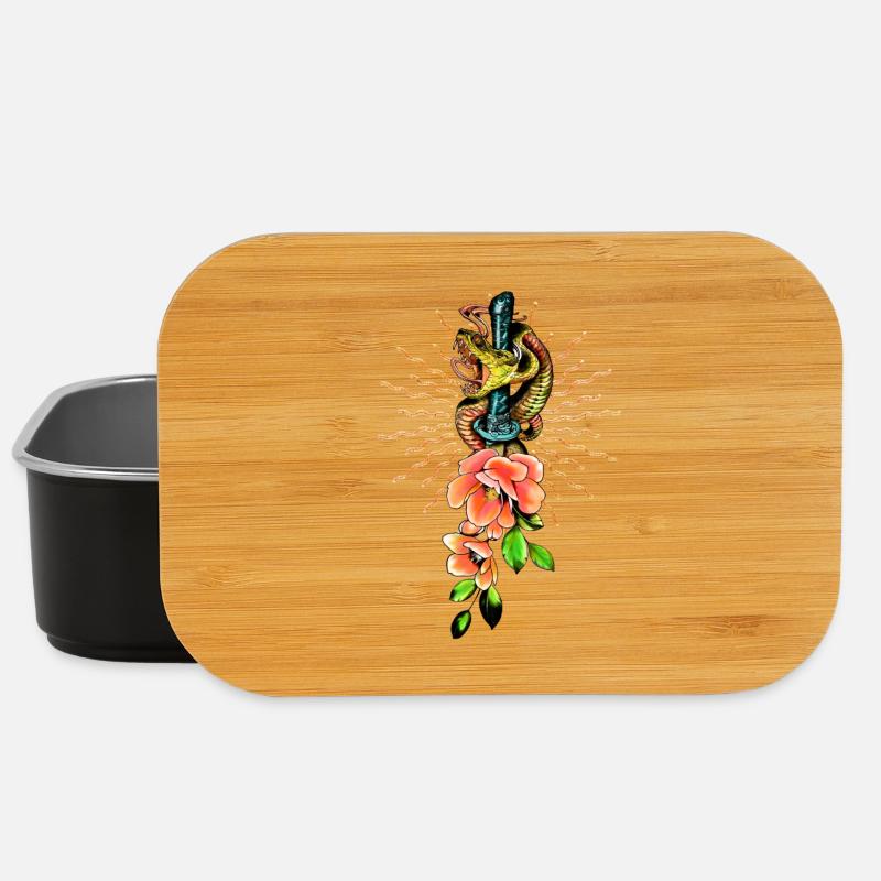 Atemberaubende Schlange mit Blumen. - Lunch Box - Schwarz