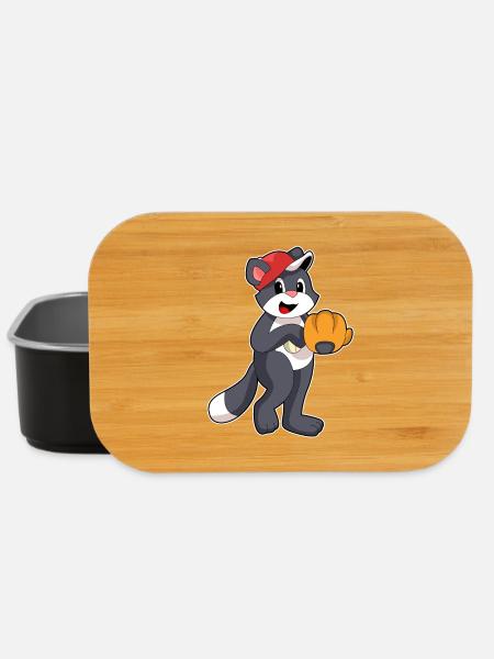 Katze Baseball Baseballhandschuh - Lunch Box - Schwarz