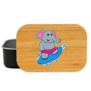 Elephant Surfing Surfboard Summer - Lunch Box - black - Front