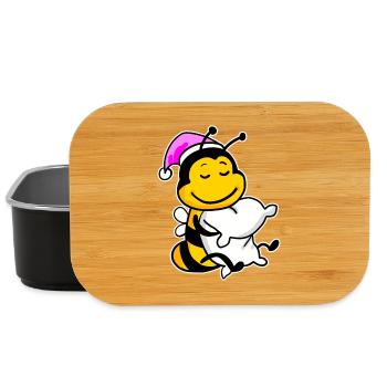Bee with pillow and sleeping cap - Lunch Box - black - Front