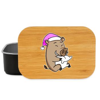 Sanglier avec oreiller et bonnet de couchage - Boîte à goûter - noir - Devant