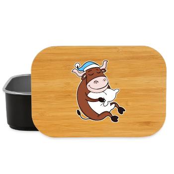 Ox with pillow and sleeping cap - Lunch Box - black - Front