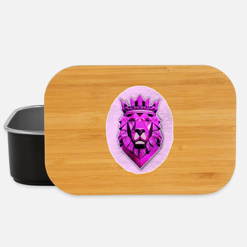Geometrischer Löwe mit Magenta-Krone - Lunch Box - Schwarz