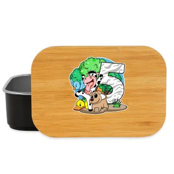 5th birthday Cute animals 5 years old - Lunch Box - black - Front
