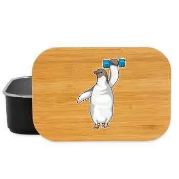 Penguin Bodybuilder Dumbbell Bodybuilding - Lunch Box - black - Front