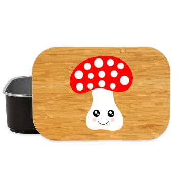 Kawaii, mushroom, toadstool - Lunch Box - black - Front
