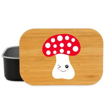 Kawaii, mushroom, toadstool - Lunch Box - black - Front