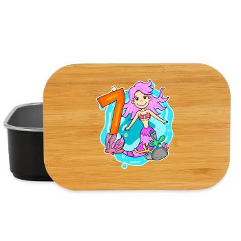 Fille de 7 ans sirène de 7ème anniversaire - Boîte à goûter - noir - Devant