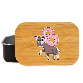 Girl 8 years old Okapi 8th birthday gift - Lunch Box - black - Front