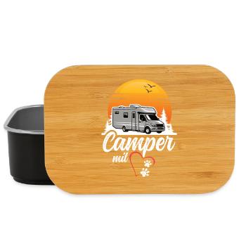 Camper mit Herz und Pfoten Hund Camping - Lunch Box - Schwarz - Vorne