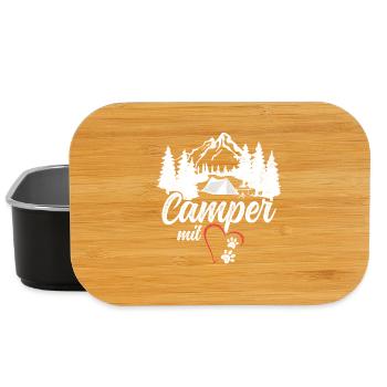 Camper mit Herz und Pfoten Hund Camping - Lunch Box - Schwarz - Vorne
