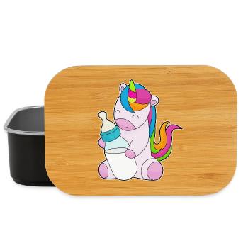 Einhorn Babyflasche Milch - Lunch Box - Schwarz - Vorne