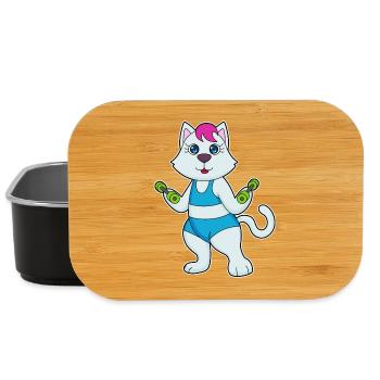 Cat Bodybuilder Dumbbell Bodybuilding - Lunch Box - black - Front