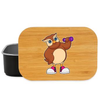 Eule Bodybuilder Hantel Bodybuilding - Lunch Box - Schwarz - Vorne
